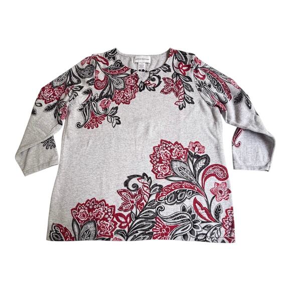 Alfred Dunner Paisley Scroll SWEATER Top Women's SM 100% Cotton Pullover Soft - Picture 1 of 8